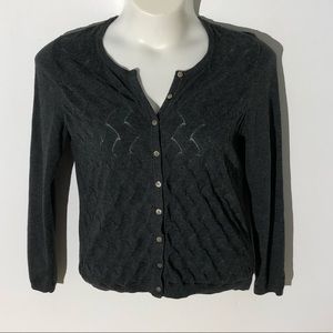 Talbots grey knit detail button cardigan large